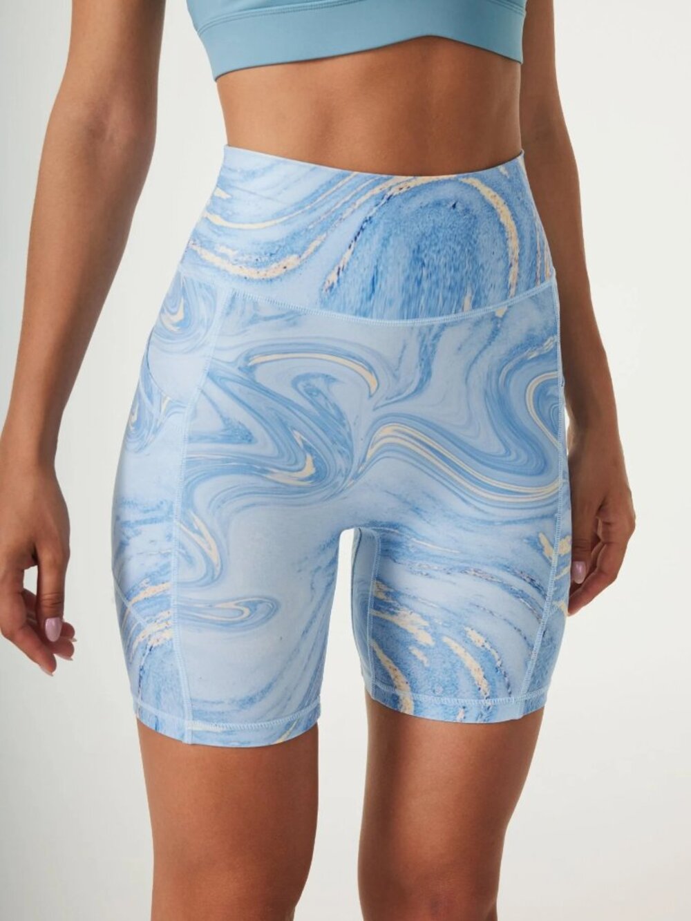 Silverwind Illusion Ocean Blue high waisted 6" bike shorts XL NWT gym pockets
